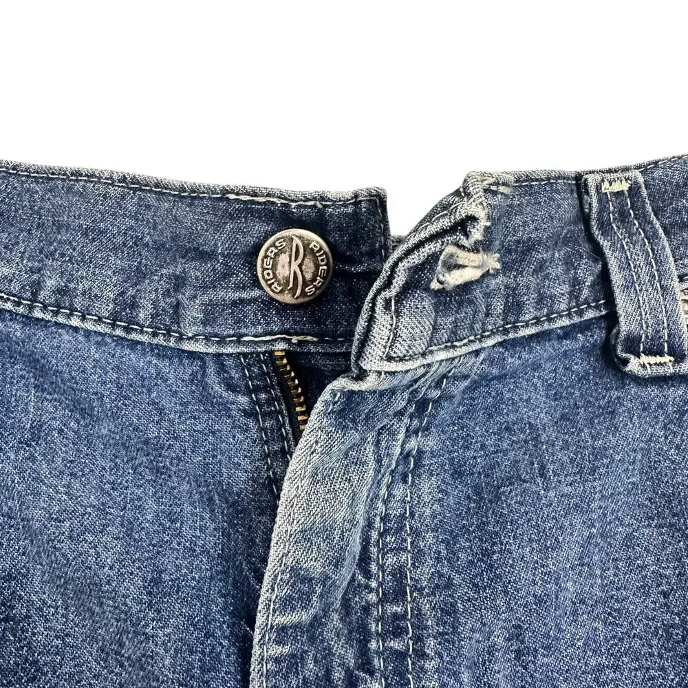 Vintage 90s Riders Ridig Medium Wash Denim Asymmetric Skirt Sz 34 Waist